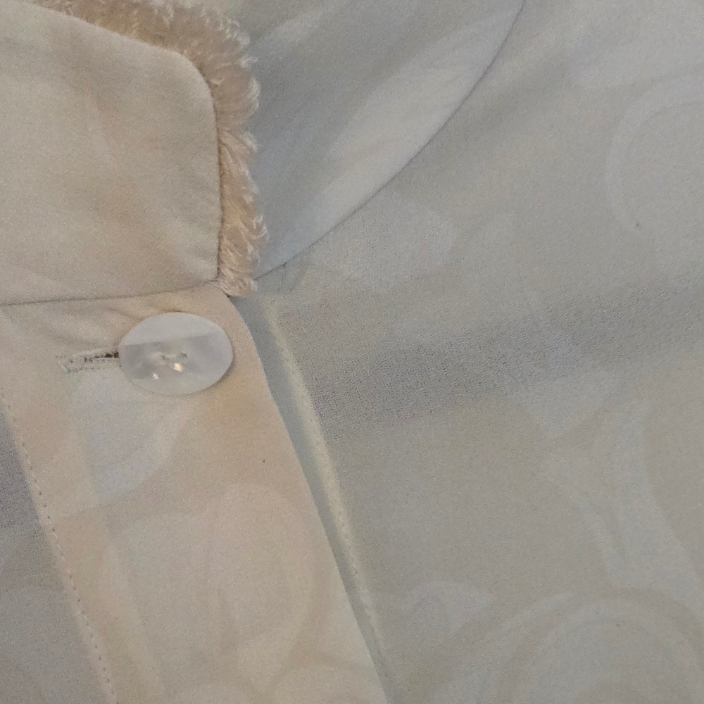 Harari 100% Silk Floral Blouse Hidden Button Cream Orange Size L - Picture 7 of 16